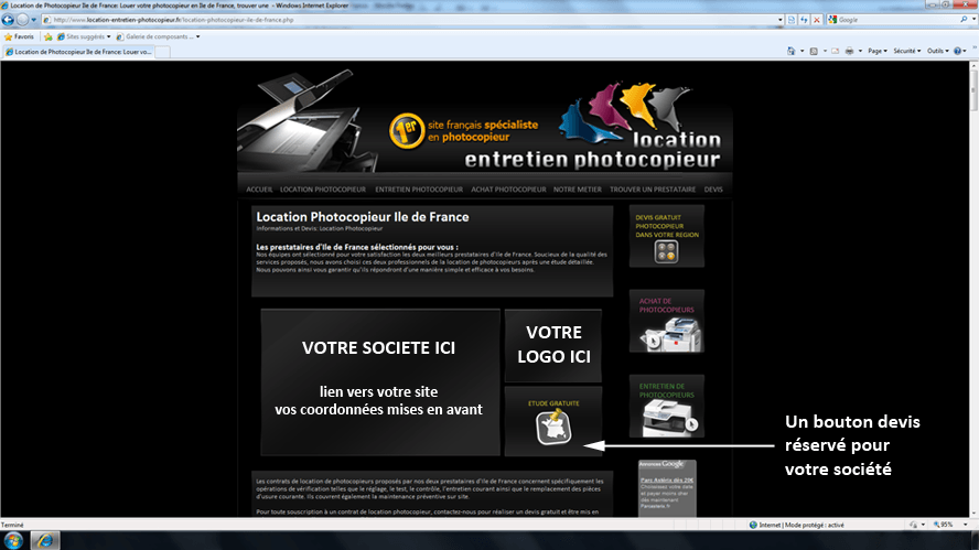 Devenez partenaire avec Location Entretien Photocopieur et possédez votre propre bouton de devis.